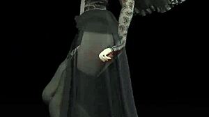 Intense naked dance in 3D anime style