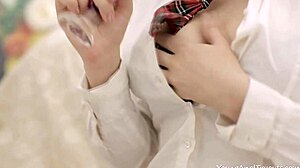 lisa is trying out young anal with two hard dicks in her ass