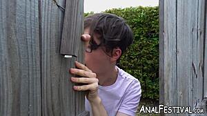 Mesmerizing Rharri Rhound catches voyeur for anal