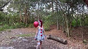 oh man, i took that halloween clown's ass outdoors with public creampie