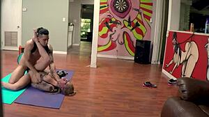 Karma gets her cunt stretched by scary Bruno in yoga class! 😱