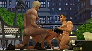 hunky sims 4 summer heat threesome with muscle studs