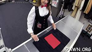 This young amateur gets fucked rough in shaved pussy doggystyle blowjob action 😜