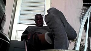 Bear Black Master Shows His Big Feet After A Day At Work He Needs A Slave