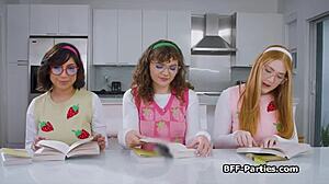 book club turns into foursome with nerdy gfs