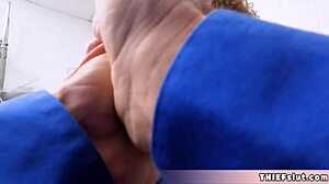 beautiful willow ryder got caught shoplifting so guard bent over her cute ebony ass and drilled her tiny pussy deep