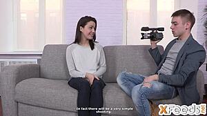 Hot Brunette's Casting Turns Intense