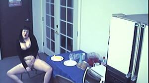 Why is this busty food fetish slut masturbating with toys on hidden cam?
