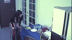 Why is this busty food fetish slut masturbating with toys on hidden cam?