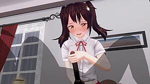 uncensored anime with sister teasing anal during edging handjob.