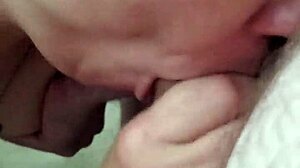 She struggles to swallow massive cum load