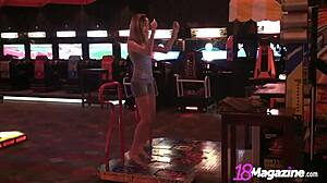 Fringe-Haired Babe Lilly Luck Wearing Tight Dress To Play