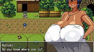 Tanned girl natsuki in hentai game ep 1 flashes huge tits to help captain, but will he resist jerking off?