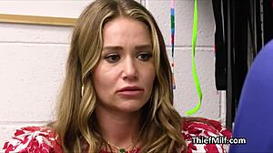 milf suspect moans loud riding officer’s cock in office 😈