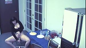 Why is this busty food fetish slut masturbating with toys on hidden cam?