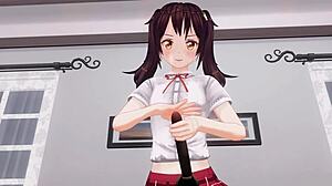 uncensored anime with sister teasing anal during edging handjob.