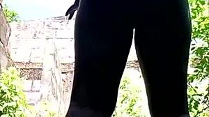 dark skin booty gets fucked outdoors