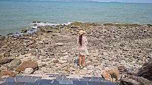 Voyeur Babe Exhibits Ass And Legs Close Up For Neighbors' Viewing Pleasure