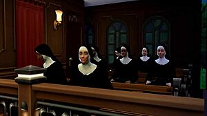 sims 4 sinners sanctuary features 3d cartoon shemale milf in black blowjob 4some