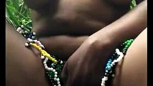 msanzi fine pussy girl plays wild in the forest.