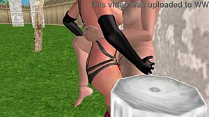 3d animated lesbian girls fuck each other's pussy and ass against the wall