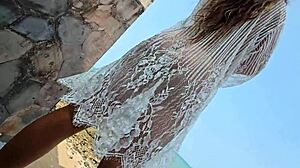 Voyeur Babe Exhibits Ass And Legs Close Up For Neighbors' Viewing Pleasure