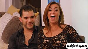 Big tits Isabelle screams in desperate amateurs threesome with hairy cock spitting