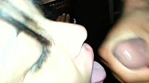 My ex girlfriend sucks cock and takes cum facial.