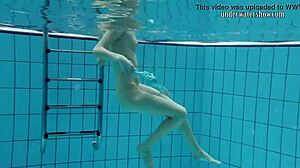 Young Brunette Gazel Podvodkova Naked Underwater in Public