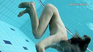 Young Brunette Gazel Podvodkova Naked Underwater in Public