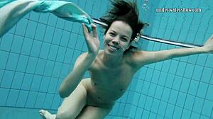 Young Brunette Gazel Podvodkova Naked Underwater in Public