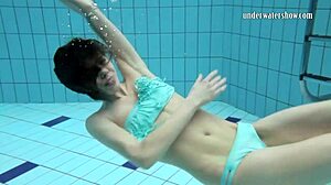 Young Brunette Gazel Podvodkova Naked Underwater in Public