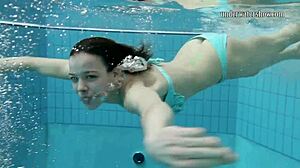 Young Brunette Gazel Podvodkova Naked Underwater in Public