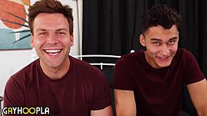 Latino jock explores first encounter with another guy through interview