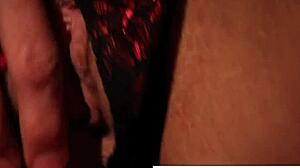 Nikita's Red Lingerie Solo With Blonde MILF Touching Her Big Tits And Ass