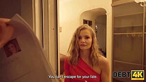 debt4k janitorial duty turns into unexpected pov encounter with skinny beauty.