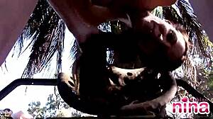 Lesbian Nina Teases with Sexy Body and Pussy Rub