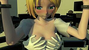 rin gets fingered and licked in the massage chair 😘