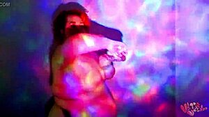 Plump redhead bbw goddess performs striptease dance while getting oiled naked