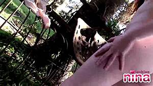 Lesbian Nina Teases with Sexy Body and Pussy Rub