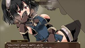 Chloe in dark hentai game receives blowjob and creampie with toys