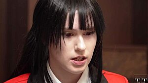 Yumeko Jabami feels defeated and excited during rough fuck on table in anime hentai