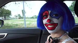 clown teen sucks cock outdoor pov in voyeur reality couple hardcore hitchhiker scene