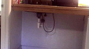 The gay plumber gets caught masturbating with a big dildo