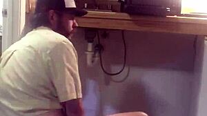 The gay plumber gets caught masturbating with a big dildo