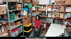 CUTE TEEN CAUGHT STEALING BLOWS MALL COP.