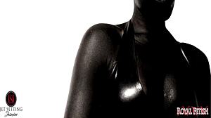 ebony dancer strips in night club