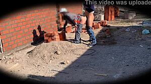 Security camera captures sexy amateur Nataly with perfect body in construction site sensual doggystyle
