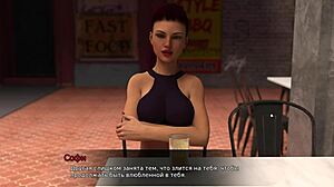 in this 3d cartoon, the milf with big tits gets fucked in the public toilet