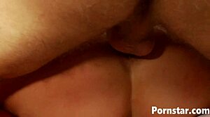 rebecca more, with her perfect body, gets screwed by two studs in a threesome, ending with facials and cumshots all over her shaved pussy.